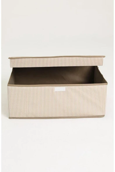 Çok Amaçlı Baza Kutusu Bej Çizgili Tekli 50x40x30 Cm - 2