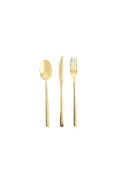 Porland Roxen Altın Çatal Bıçak Kaşık Takım 84 Parça 12 Kişilik