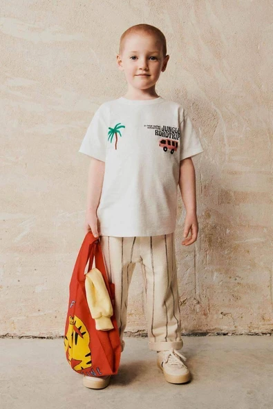 Cg Kids Jungle Çizgili Keten Kombinli Erkek Çocuk Alt Üst Takım