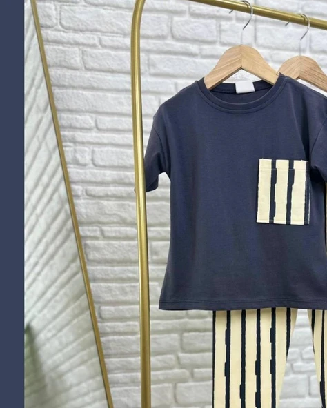 Cg Kids Antrasit Krem Çizgili Erkek Çocuk Alt Üst Takım - 2