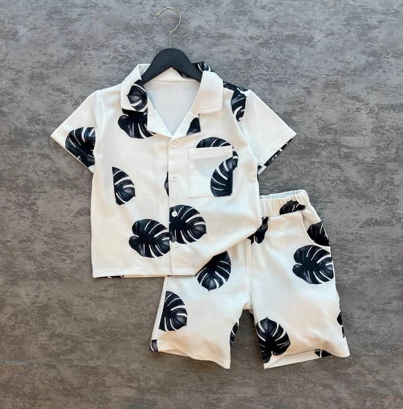 Cg Kids Yaprak Desenli Ince Lacoste Kumaş Erkek Çocuk Alt Üst Takım - 4