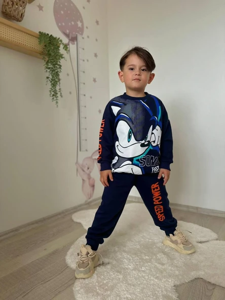 Cg Kids Sonic 3 Iplik Erkek Çocuk Alt Üst Süper Tarz Takım