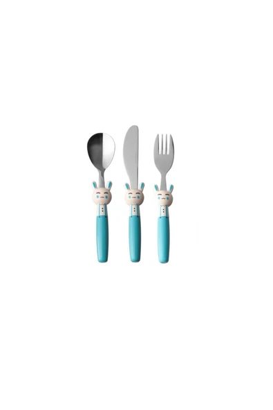 Porland - Mini Rabbit Çocuk Çatal Kaşık Bıçak Takımı 3 Parça - 2