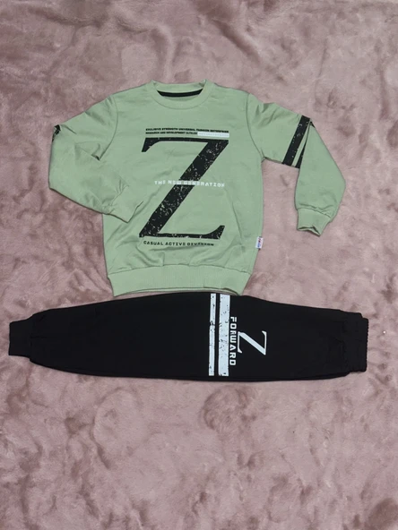 3-9 yaş z baskılı alt üst takım siyahmint erkek çocuk ürün görseli