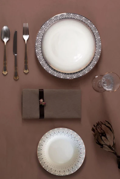 Porland Sweet Romantic 60 Parça 12 Kişilik Yemek Takımı