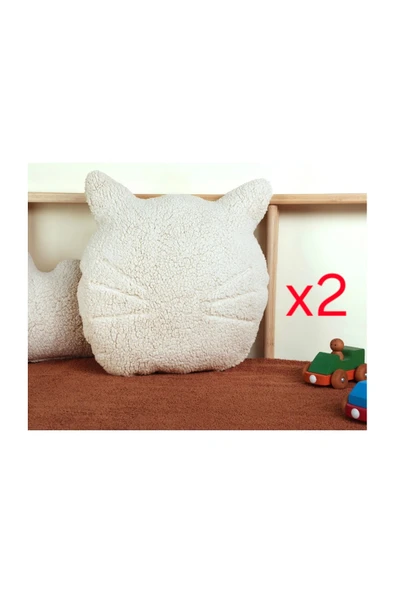 Porland Kedi Bebek Çocuk Teddy Yastık 2'li 33x33cm