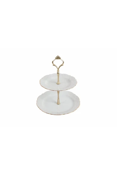 Porland Queen Altın Yaldız 2 Katlı Kurabiye Tabağı 21cm - 2