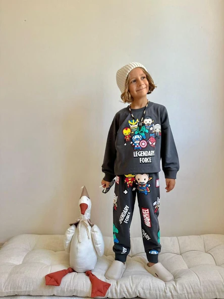 Cg Kids Marvel Figür Baskılı Eşofman Takımı 2 Iplik Erkek Çocuk Alt Üst Takım - 2