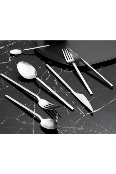 Porland Virgo Mat Çatal Kaşık Bıçak Takımı 84 Parça 12 Kişilik - 2