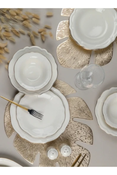 PORSER Fulya Altın Yaldız 24 Parça Yemek Takımı