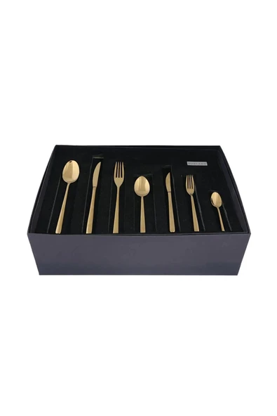 Porland Roxen Altın Çatal Bıçak Kaşık Takım 84 Parça 12 Kişilik - 5