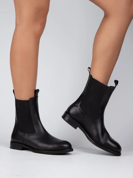 Stato - Siyah Hakiki Deri Kadın Bot - Resim 7