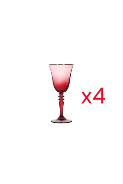 Porland Bordo Altın Yaldızlı Ayaklı 4'lü Su Bardağı 270 cc ürün görseli 1