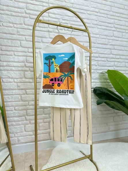 Cg Kids Jungle Çizgili Keten Kombinli Erkek Çocuk Alt Üst Takım - 2