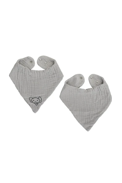 Porland Dream Bebek Müslin 2li Önlük Gri 30x30cm - 2