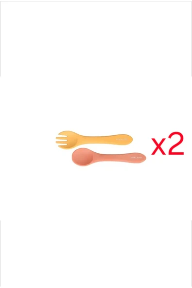 Porland Fancy Hardal&Dusty Clay Bebek Alıştırma Çatal Kaşık Seti 2'li