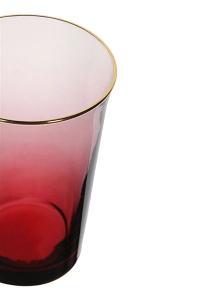 Porland Bordo Altın Yaldızlı Ayaksız Su Bardağı 290 Cc - 3