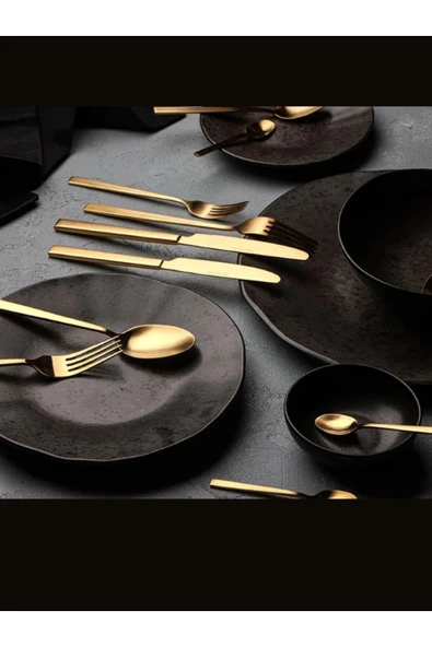 Porland Quantum 6 Kişilik Altın Çatal Kaşık Bıçak Takımı 36 Parça - 2