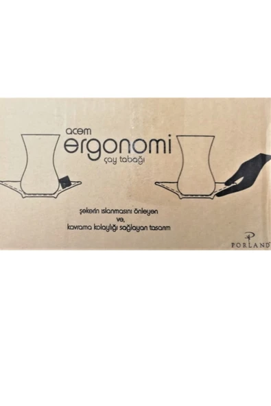 Porland 6 Kişilik Porselen Ergonomi Çay Tabağı - Kırmızı Gold - 5