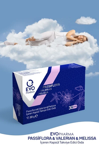 EVOPHARMA Passıflora & Valerian & Melissa İçeren Takviye Edici Gıda 30 Kapsül - Resim 5