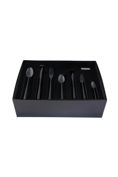 Porland Roxen Siyah Çatal Kaşık Bıçak Takımı 84 Parça 12 Kişilik - 5