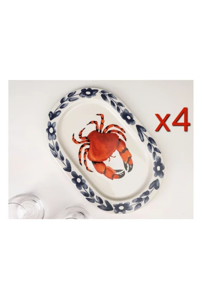 Porland Coralline 4'lü Kayık Tabak 32cm