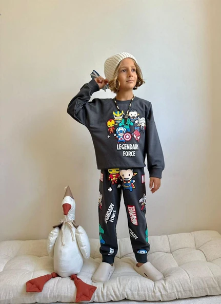 Cg Kids Marvel Figür Baskılı Eşofman Takımı 2 Iplik Erkek Çocuk Alt Üst Takım