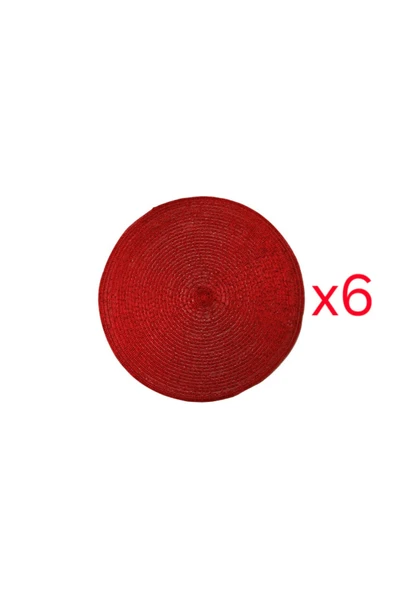 Porland Tessa Kırmızı Simli Amerikan Servis 6'lı 38cm