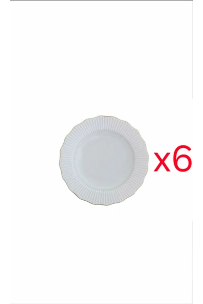 Porland Frilly Altın Yaldız 6'lı Çukur Tabak 19cm