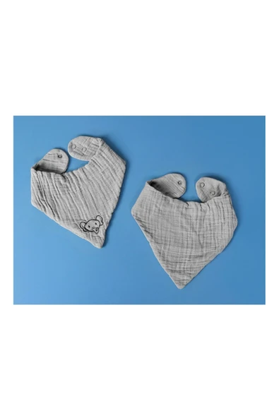 Porland Dream Bebek Müslin 2li Önlük Gri 30x30cm