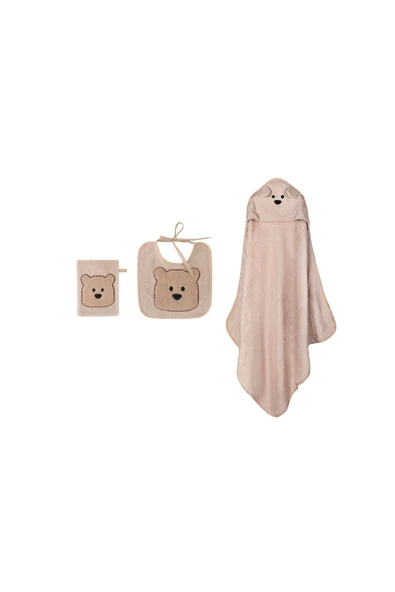 Porland Bear Kapüşonlu Bej Çocuk Havlu 100X100 - 3