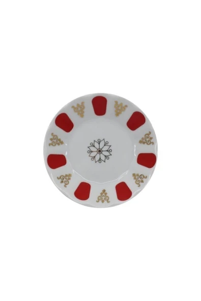 Porland Arow Marka Porselen Kırmızı Beyaz Kahveci Model 6 Lı Çay Tabağı Arow ürün görseli 1