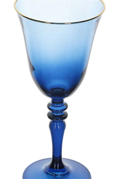 Porland Lacivert Altın Yaldızlı Ayaklı Su Bardağı 270 Cc - Resim 3