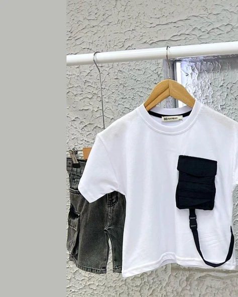 Cg Kids Paraşüt Cep Detaylı T-Shirt Komando Cepli Jean Erkek Çocuk Alt Üst Takım - 2