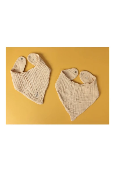 Porland Dream Bebek 2li Müslin Önlük Beige 30x30cm