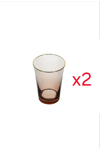 Porland Amber Altın Yaldızlı Ayaksız 2'li Su Bardağı 290 cc