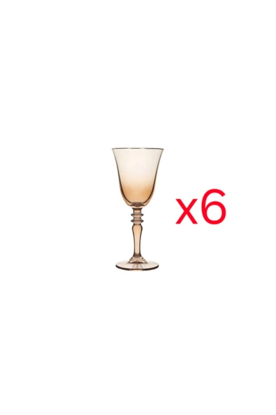 Porland Amber Altın Yaldızlı Ayaklı 6'lı Su Bardağı 270 cc ürün görseli 1