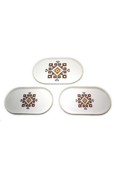 Porland Arabesque Kayık Tabak Sunum Seti 3'lü ürün görseli 1
