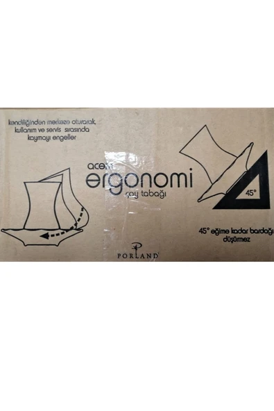 Porland 6 Kişilik Porselen Ergonomi Çay Tabağı - Kırmızı Gold - 6