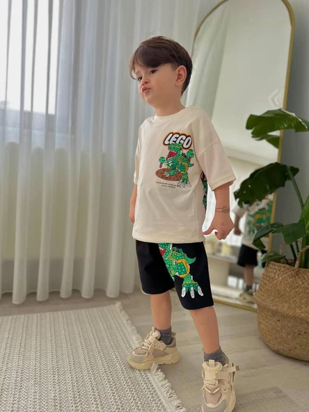 Cg Kids LEGO Dinazor Erkek Çocuk Şortlu Alt Üst Takım - 3