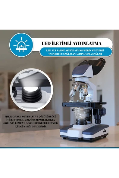 2500X-5MP USB Kamera Destekli Binoküler Dijital Biyolojik Mikroskop–Laboratuvar Tipi - 5