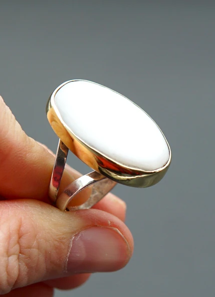 925 Ayar Gümüş ve Pirinç Otantik Kadın Yüzük sy00084 ürün görseli 1