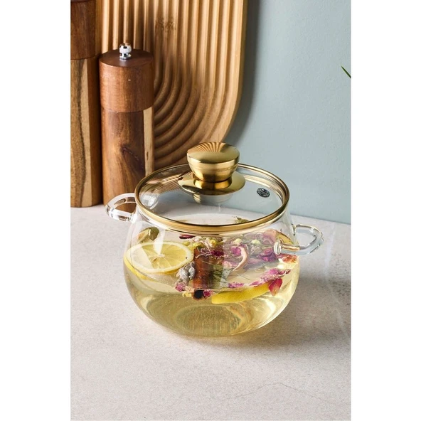 Roy Gold 1200 ml Borosilikat Cam Tencere