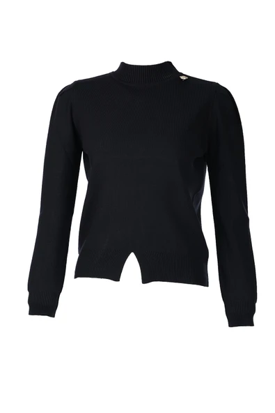 On Minimalist Uzun Kol Yüksek Yaka Kadın Kazak - Crop Kesim - 2