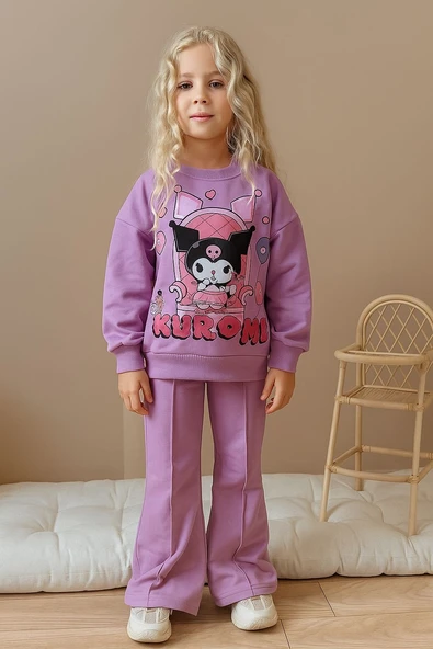 Cg Kids Kuromi Kız Çocuk 2 iplik Alt Üst Takım Süper Kalite Kumaş ispanyol Paça