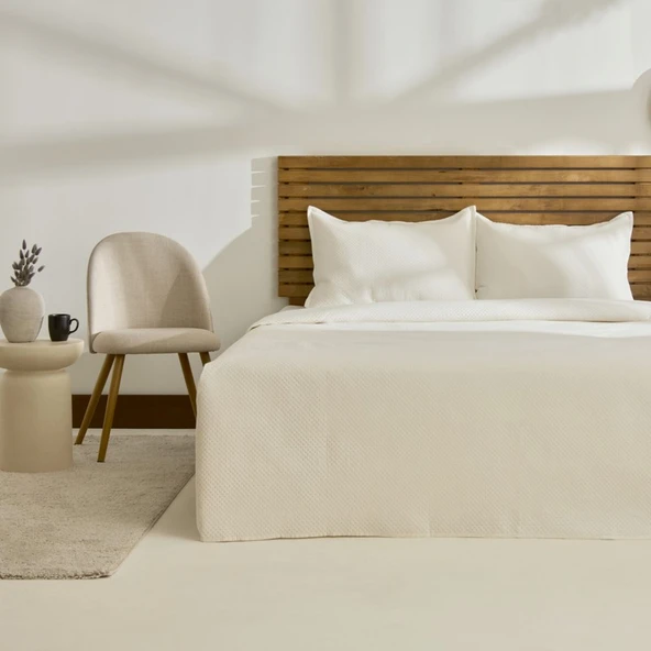 Kaşmir Home Arven Çift Kişilik Yatak Örtüsü Takımı Krem
