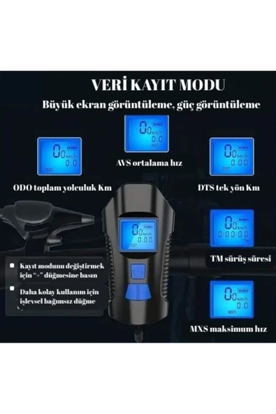 Hız Göstergeli Su Geçirmez Bisiklet Farı Net ve Güvenli Görüş Pratik ve Şarj Edilebilir - 3