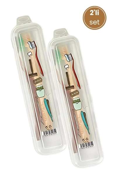 2’li Diş ve Tıraş Bakım Ürünleri Kutu Seti, Fırça Macun Traş Makyaj Aksesuar Seyahat Saklama Kabı - Resim 3