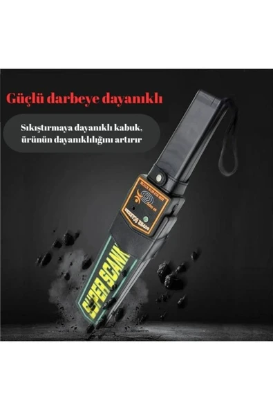 El Tipi Metal Dedektörü Yüksek Hassasiyetli Güvenlik Tarama Cihazı Alarm & Titreşimli - 6