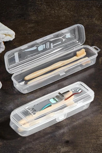 2’li Diş ve Tıraş Bakım Ürünleri Kutu Seti, Fırça Macun Traş Makyaj Aksesuar Seyahat Saklama Kabı - Resim 5